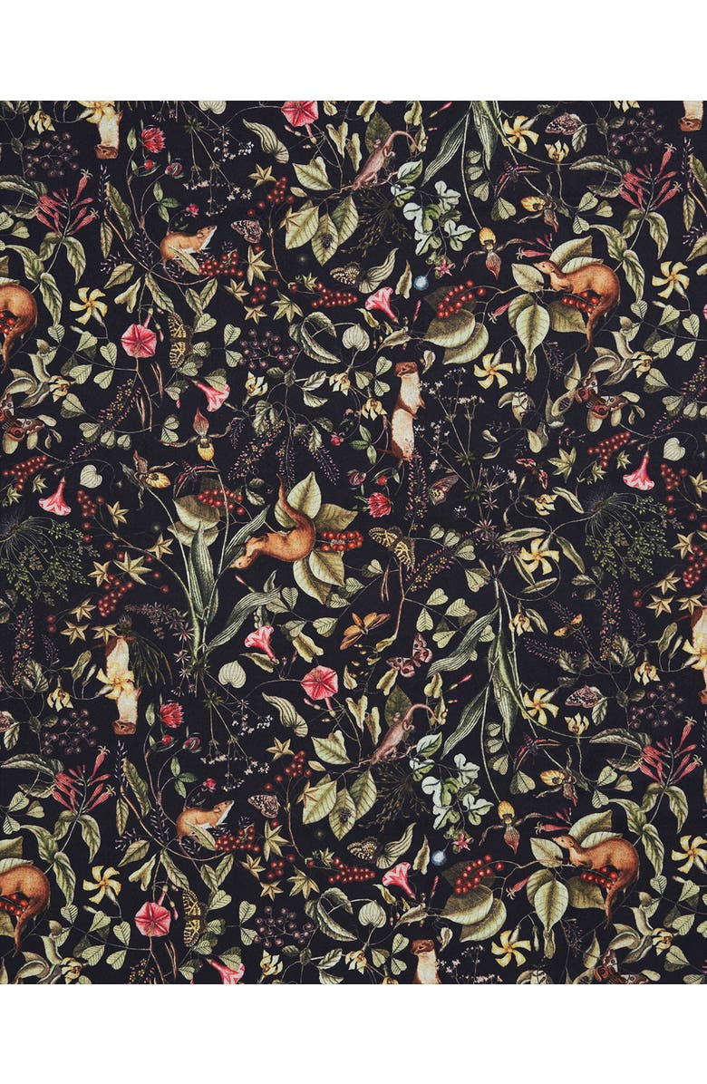 Fable England Wolf Garden Navy Scarf with Tassels, Alternate, color, Navy