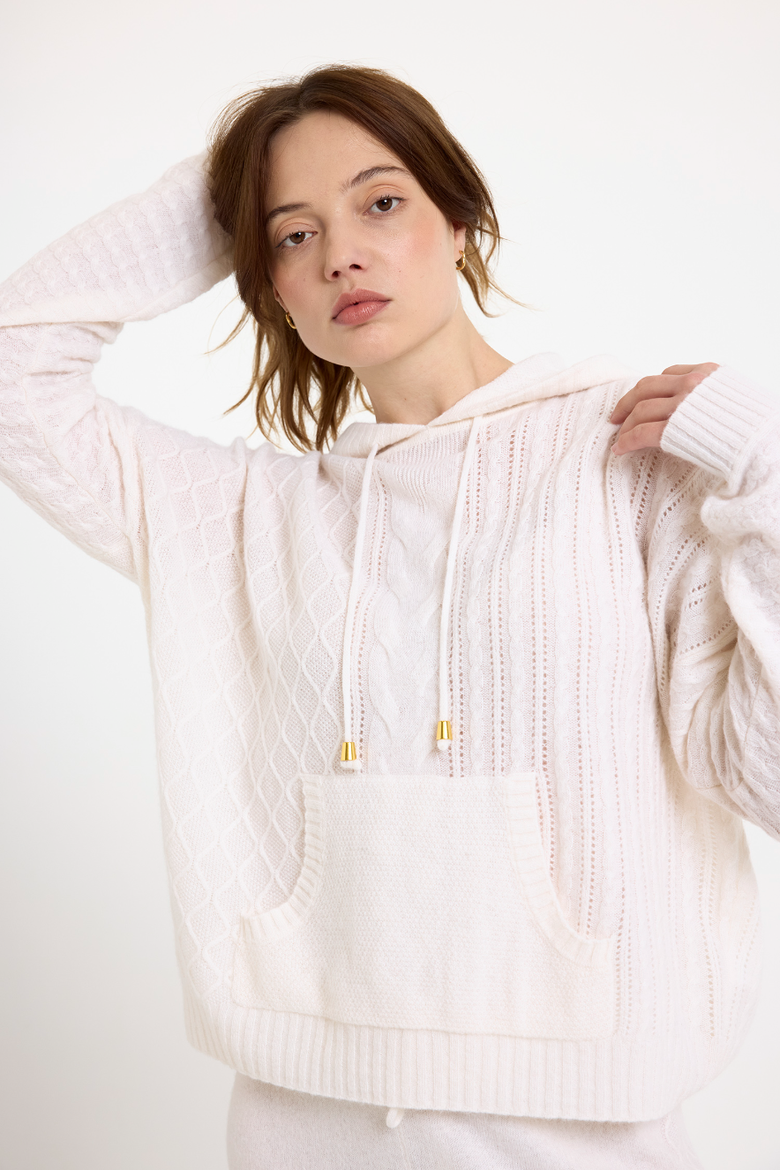 Luxe Relaxed Fit 100% Cashmere Hoodie, Alternate, color, ORGANIC WHITE