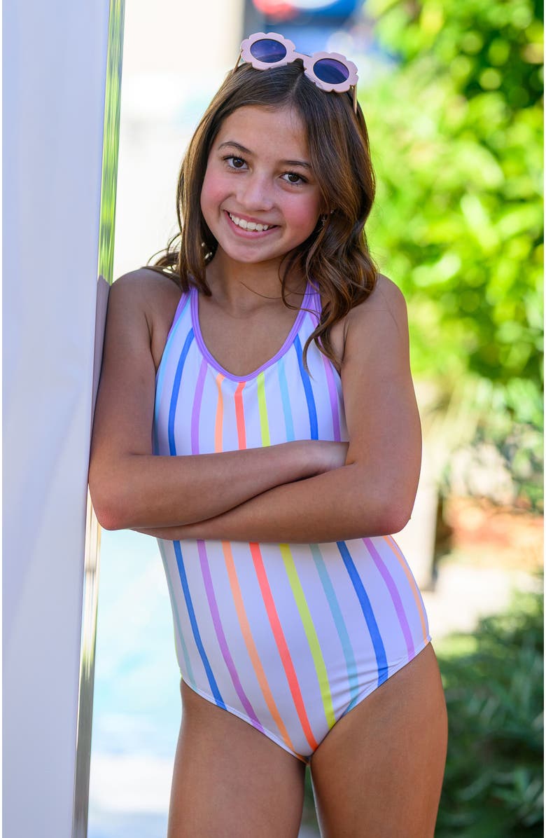 Destira Candy Stripes Strappy One Piece Swimsuit, Alternate, color, Candy Stripes