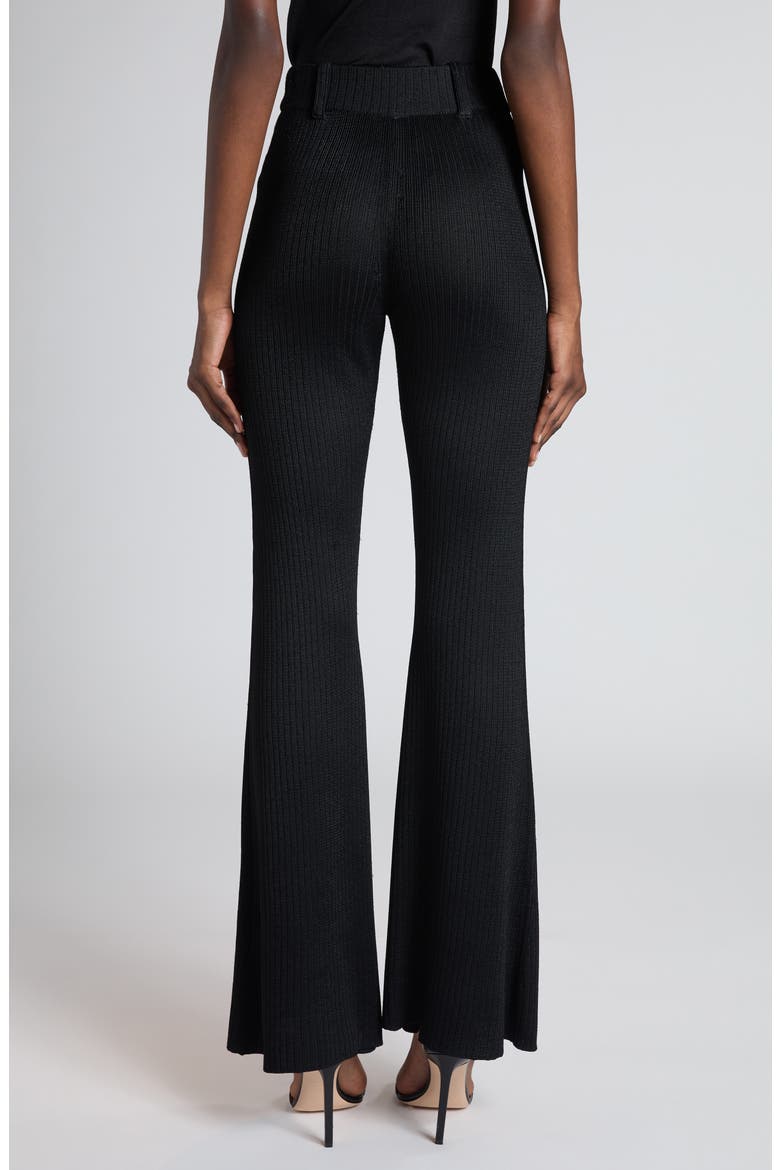 Rib Knit Flare Leg Pants, Alternate, color, BLACK
