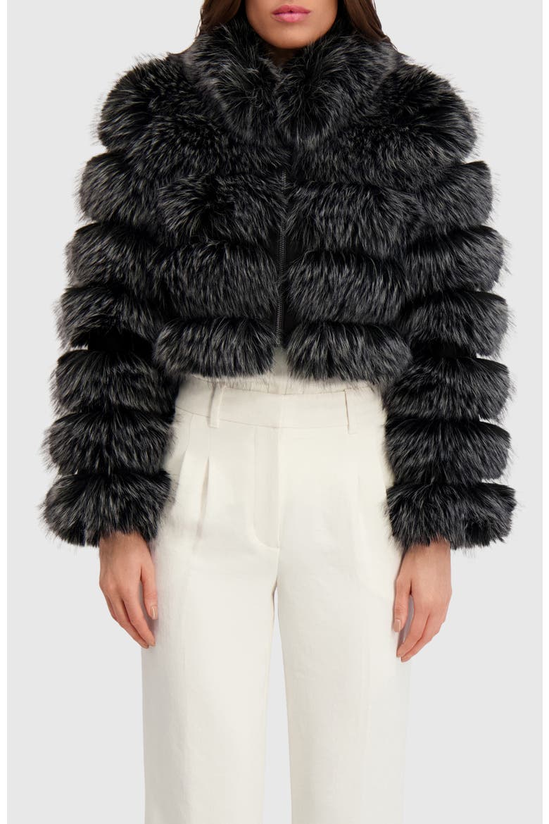 Fur-Free Fox (Faux Fur) Horizontal Bolero, Alternate, color, BLACK SNOWTOP