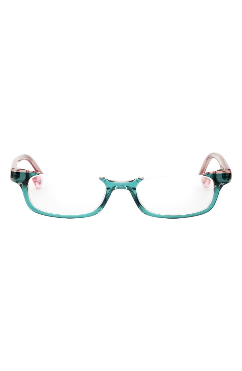 eyebobs What Inheritance 47mm Rectangular Reading Glasses, Alternate, color, Green/ Blush/ Clear