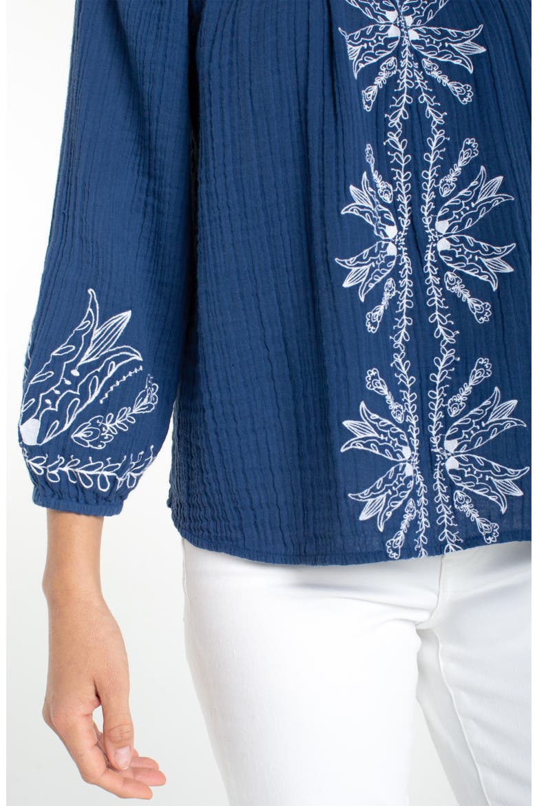 Embroidered Gauze Top, Alternate, color, LIBERTY BLUE