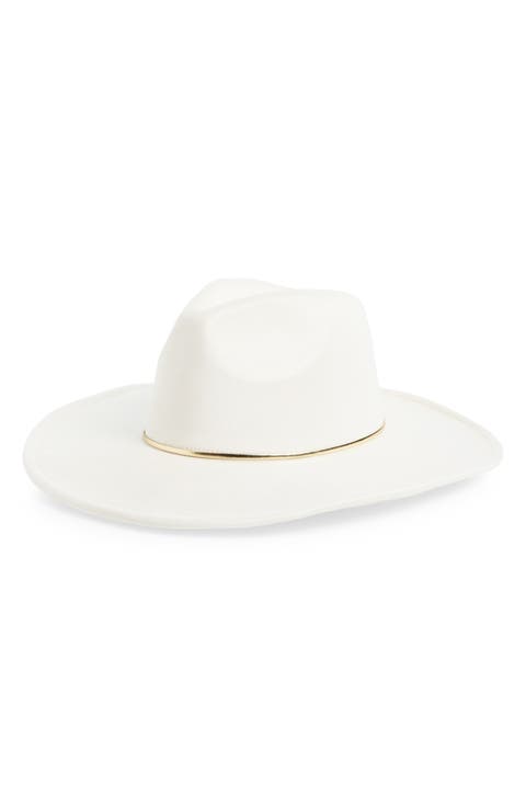 Gold Band Faux Suede Panama Hat