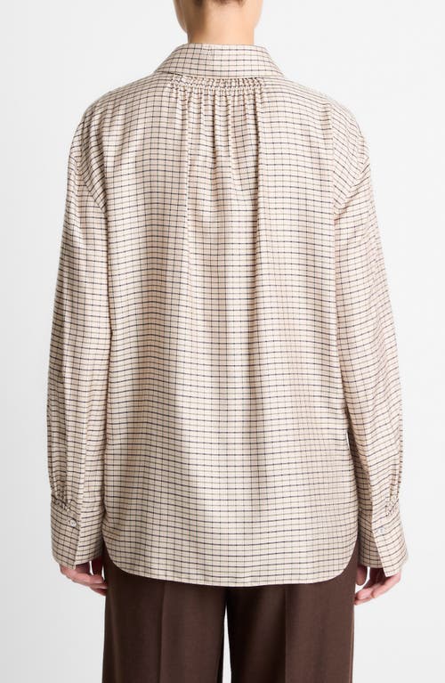 Vince Micro Check Button-up Shirt In Neutral