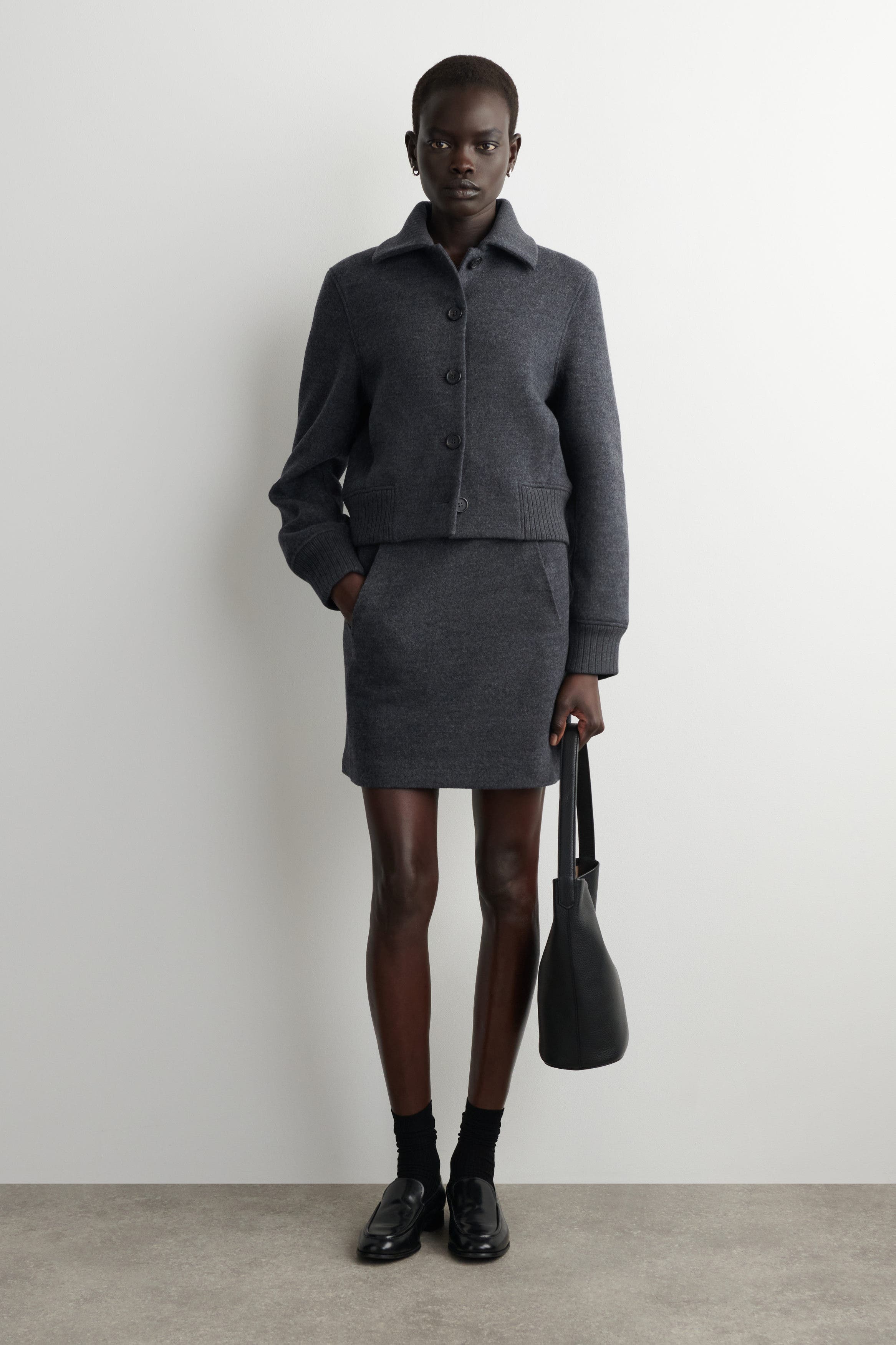 Boiled Merino Wool Mini Skirt - image 2