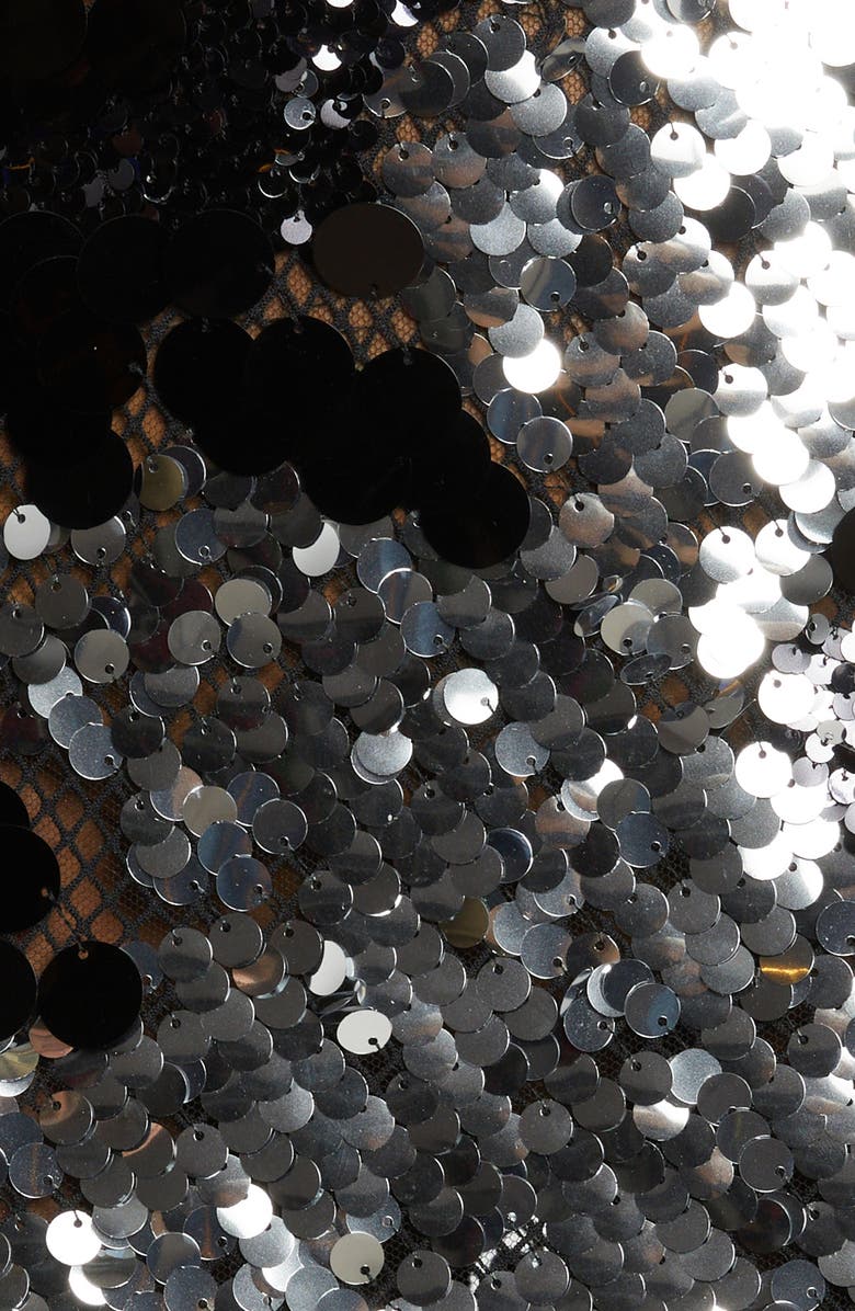 TOM FORD Long Sleeve Sequin & Mesh Gown, Alternate, color, Black/ Silver