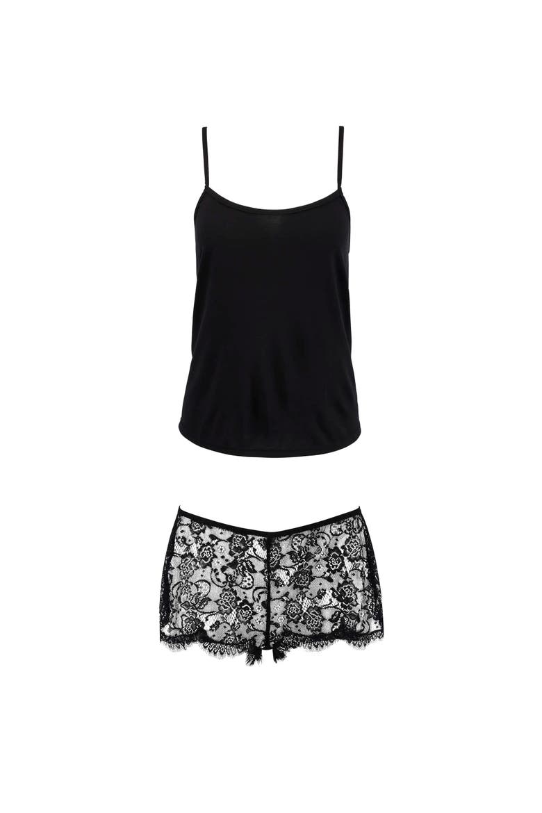 Regin Cami & Shorts Set Lingerie, Alternate, color, Black