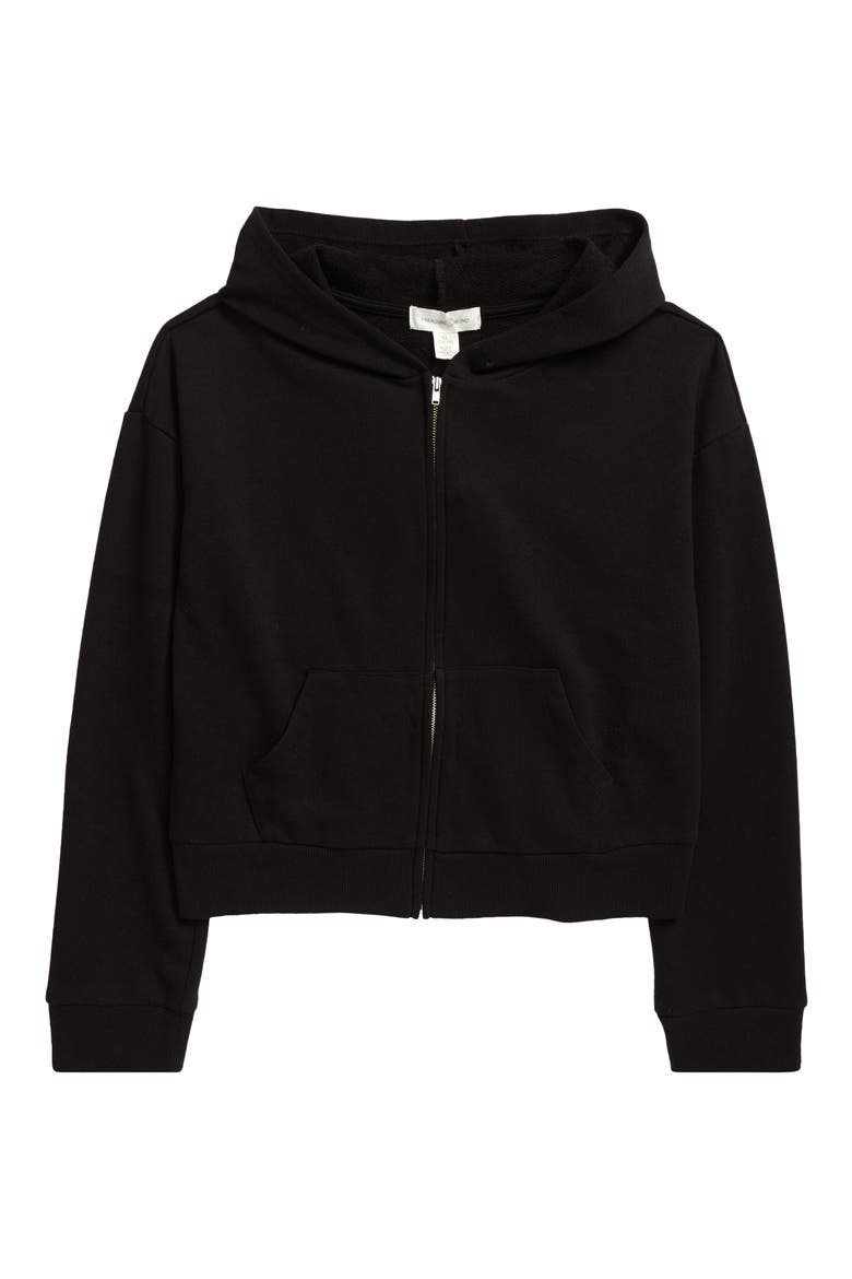 Kids' Kid's Front Zip Crop Hooded Sweatshirt, Main, color, BLACK RAVEN