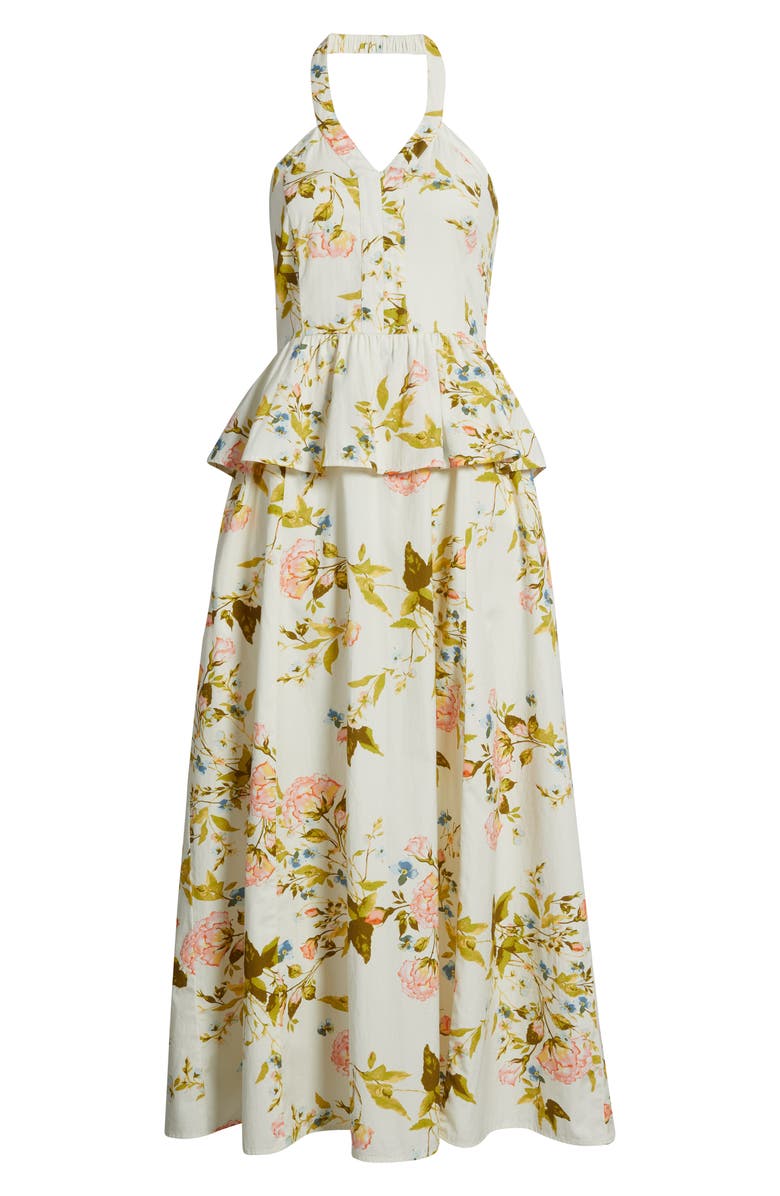 Chelsea28 Peplum Halter Dress, Alternate, color, Teal Reese Floral