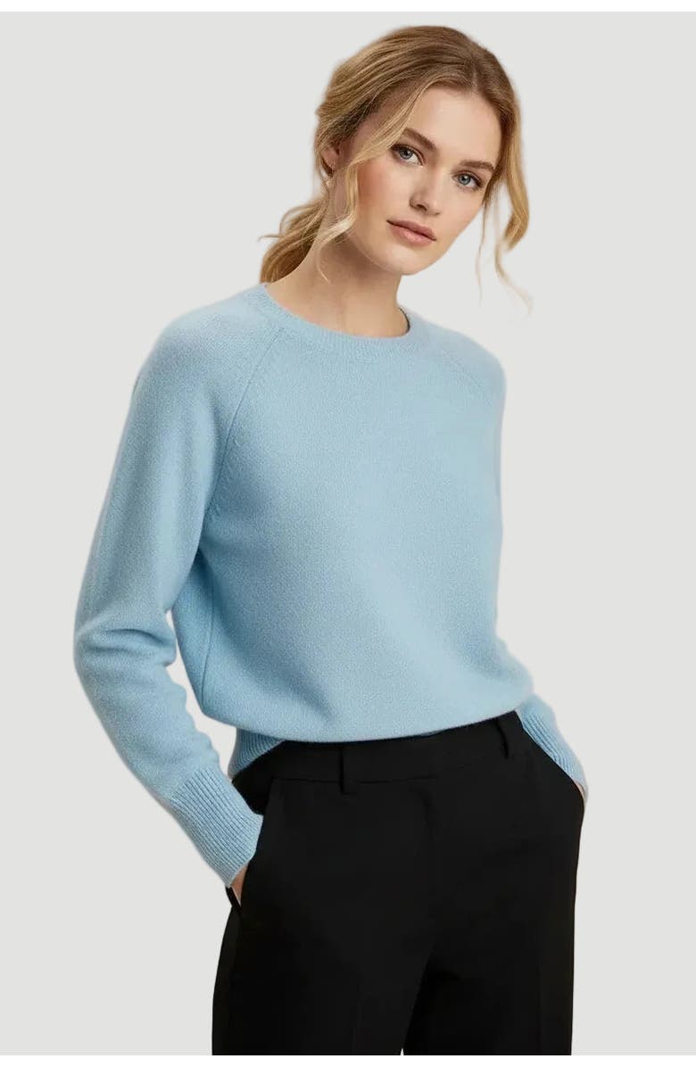 Majestic Filatures Cashmere Long Sleeve Pullover Crewneck, Main, color, Ciel