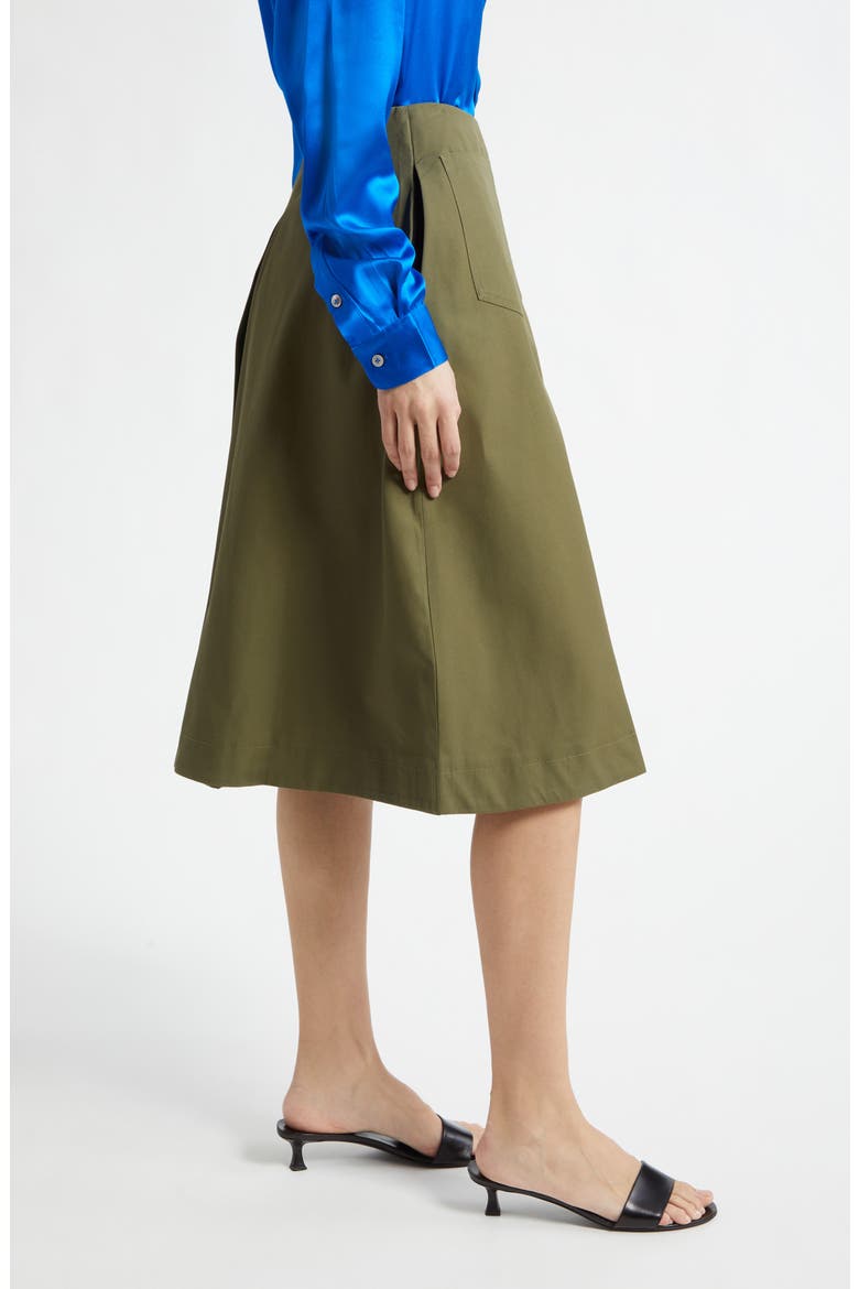 Louise Pleated Cotton Shorts, Alternate, color, LEAF