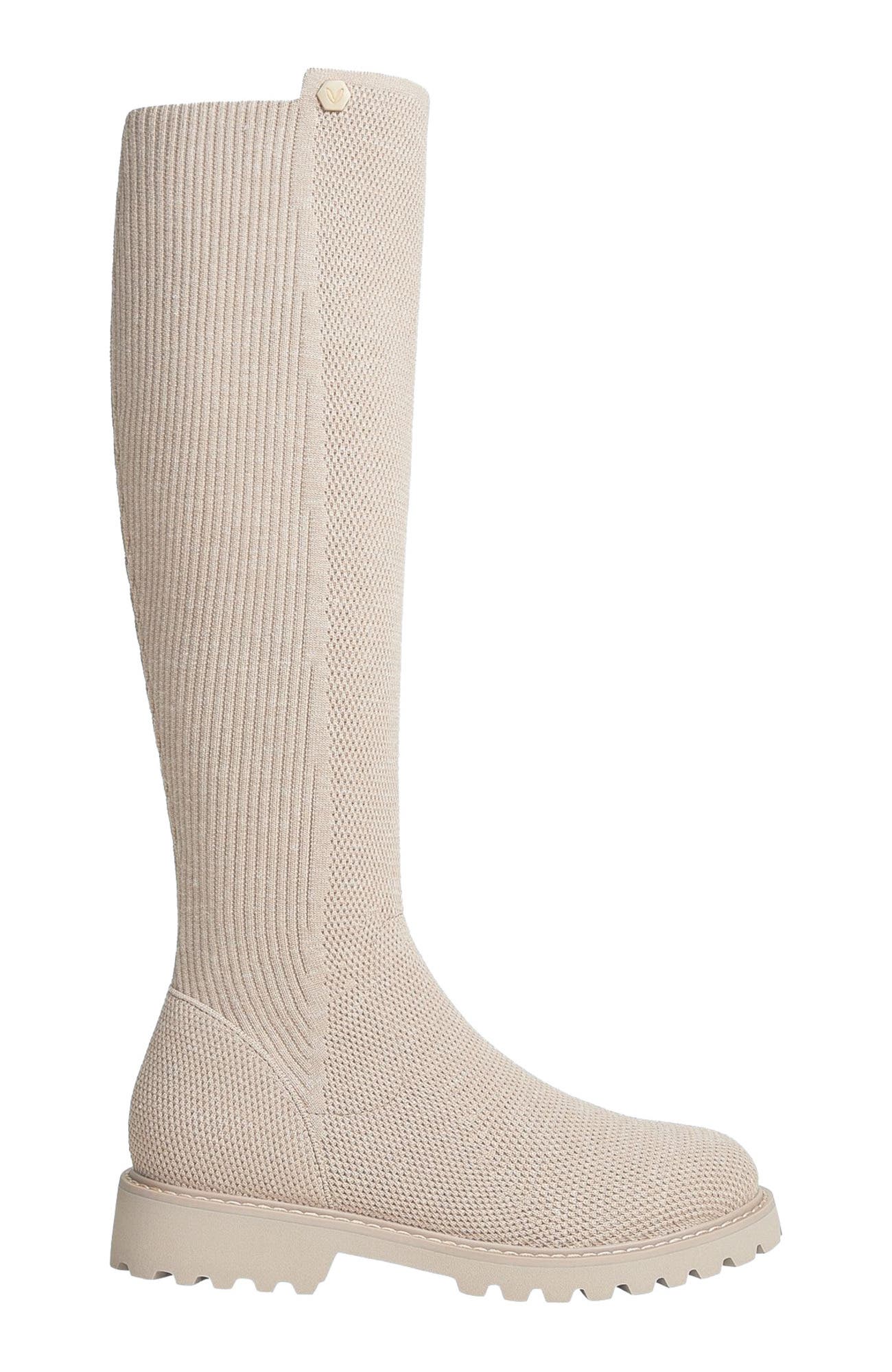VIVAIA Round-Toe Stretchy Wool Knee-High Boots, Main, color, Warm Taupe