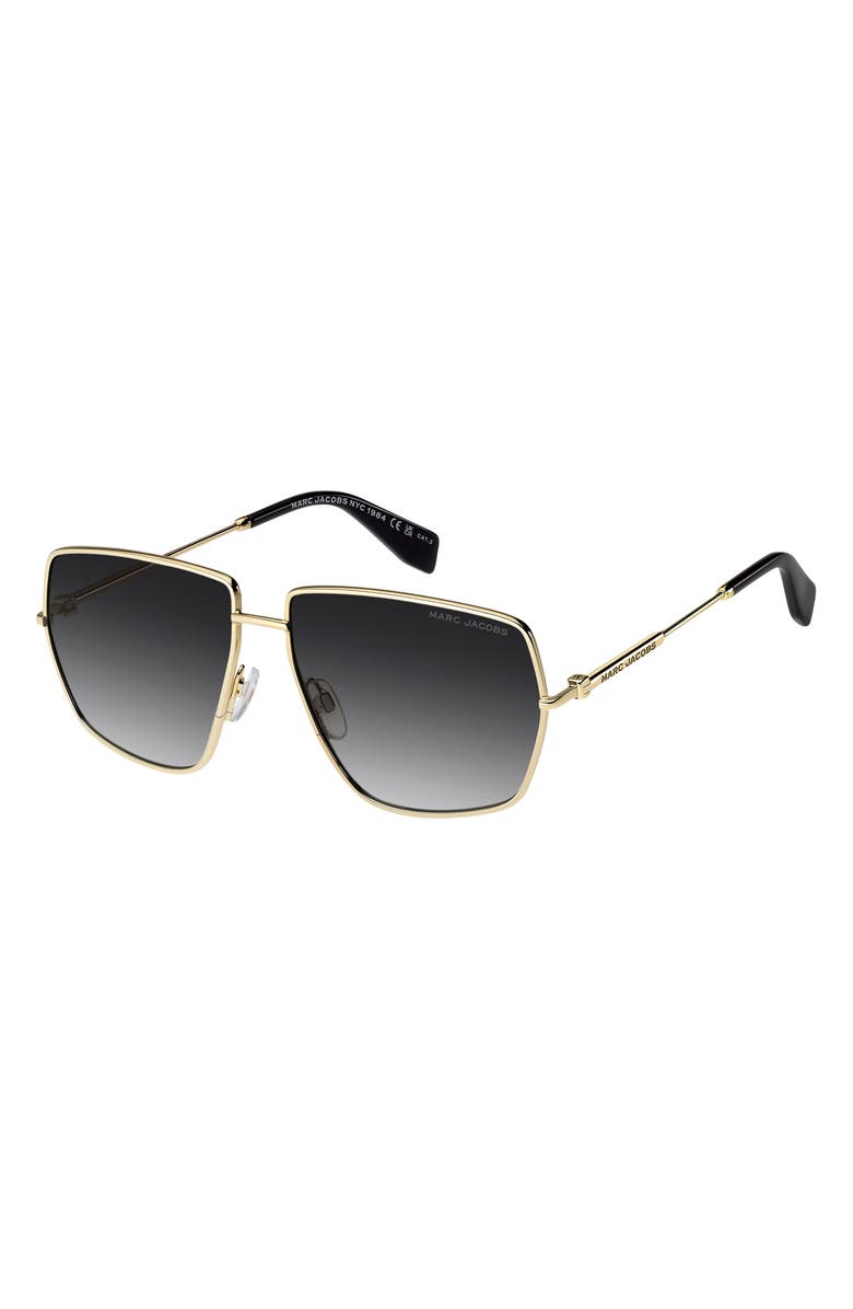 Marc Jacobs 60mm Gradient Square Sunglasses, Alternate, color, Gold Black/ Dark Grey Sf