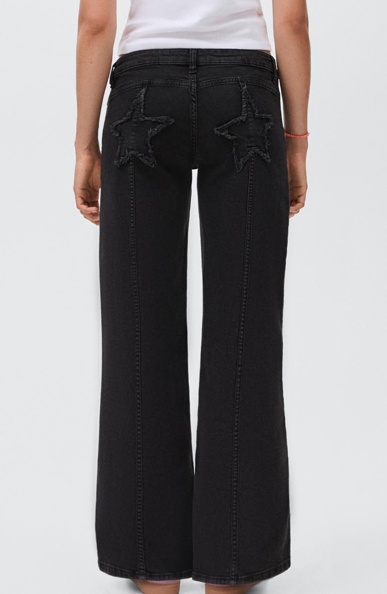 MANGO TEEN Frayed Stars Straight Leg Jeans, Alternate, color, Black Denim