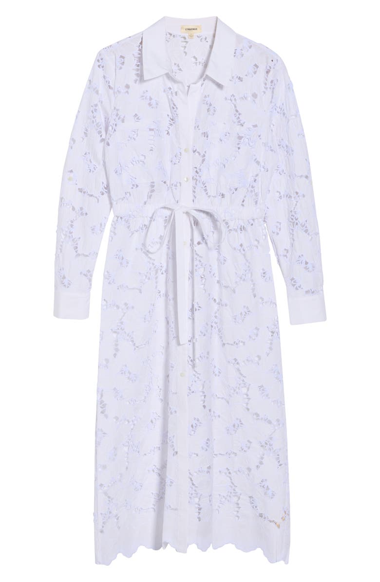 L'AGENCE Emilio Long Sleeve Shirtdress, Alternate, color, White