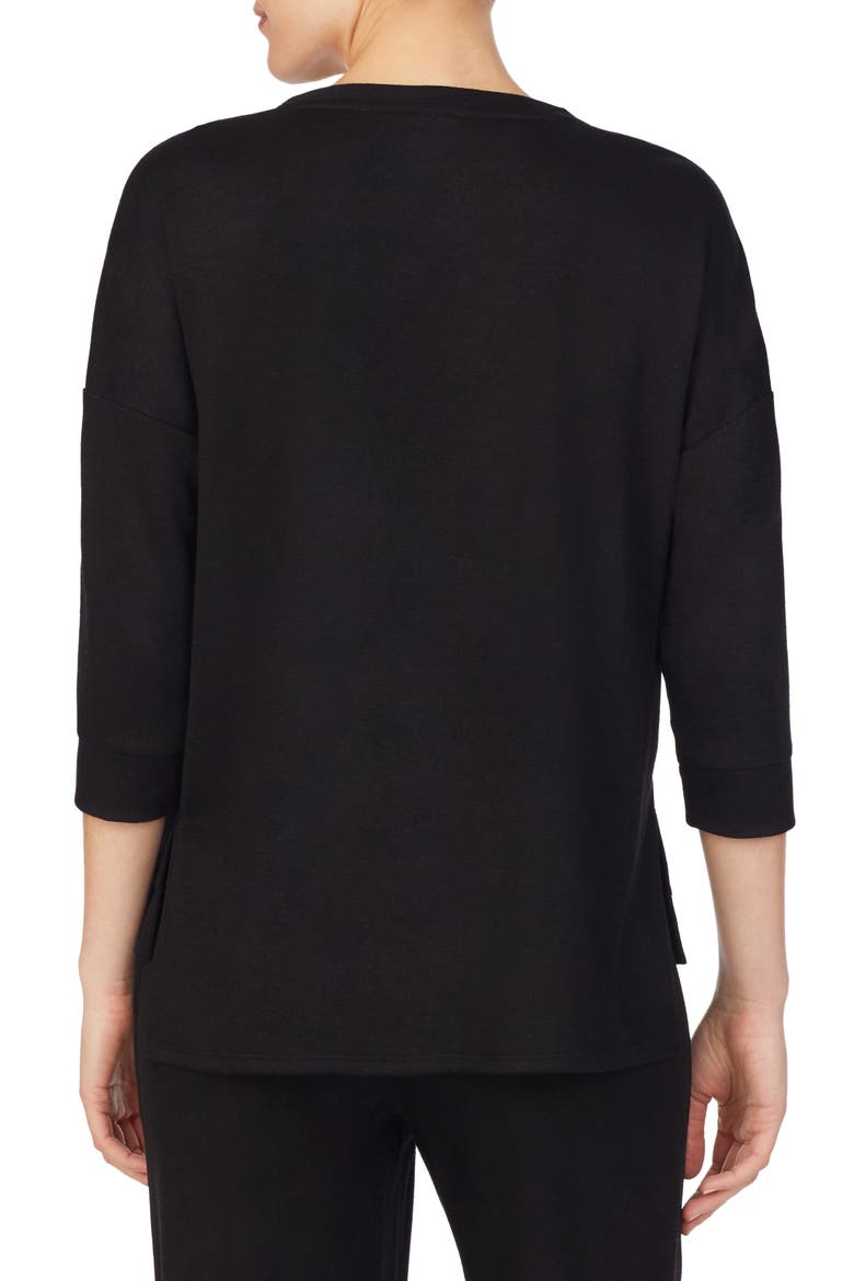 Double Knit High/Low Pullover, Alternate, color, BLACK