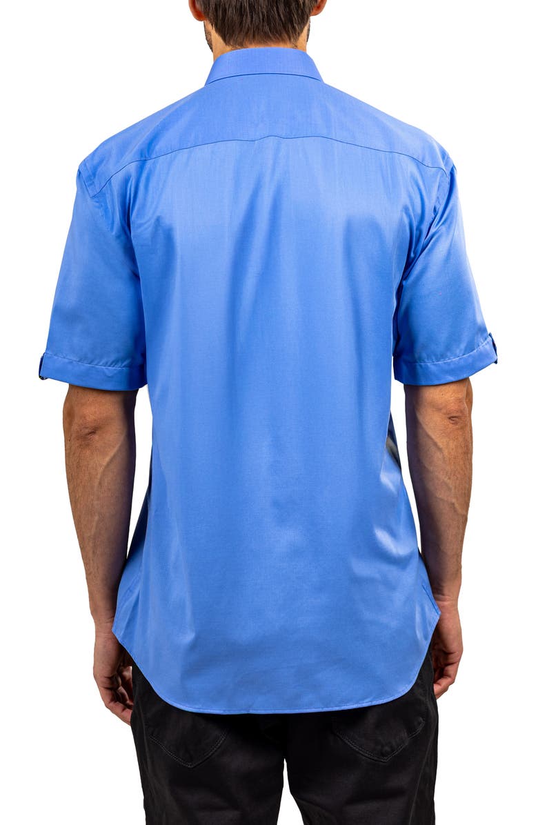 Maceoo Galileo Resistance372 Blue Short Sleeve Cotton Button-Up Shirt, Alternate, color, Blue