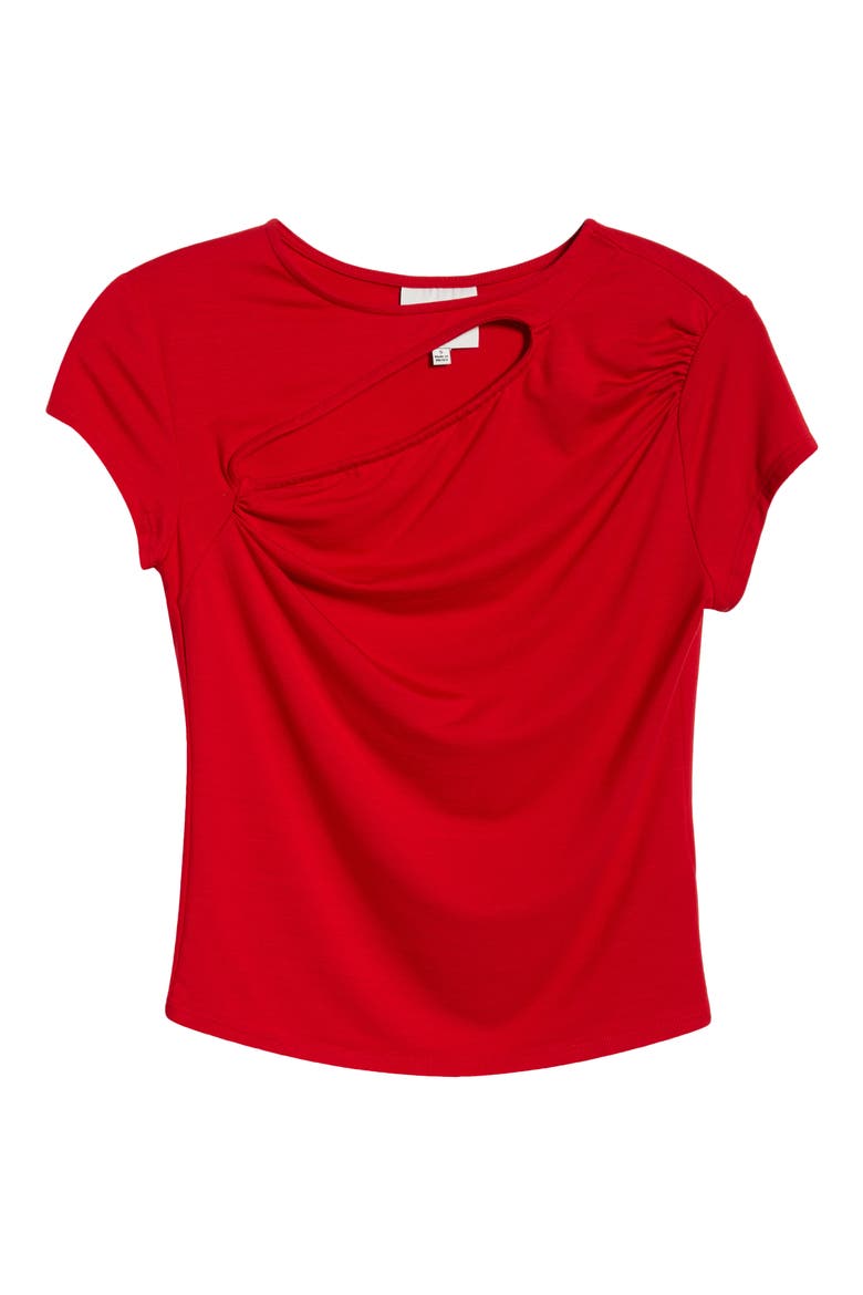 Else Cutout Cap Sleeve Top, Alternate, color, LIPSTICK