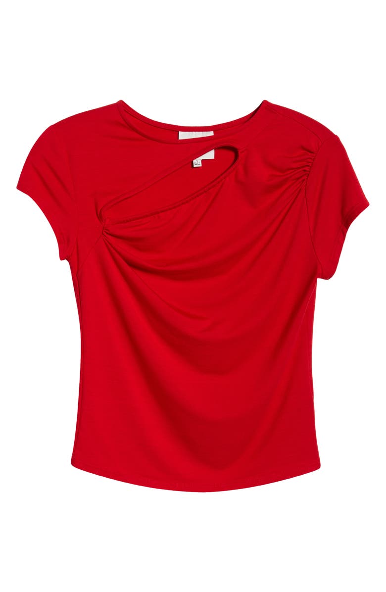 Reformation Else Cutout Cap Sleeve Top, Alternate, color, Lipstick