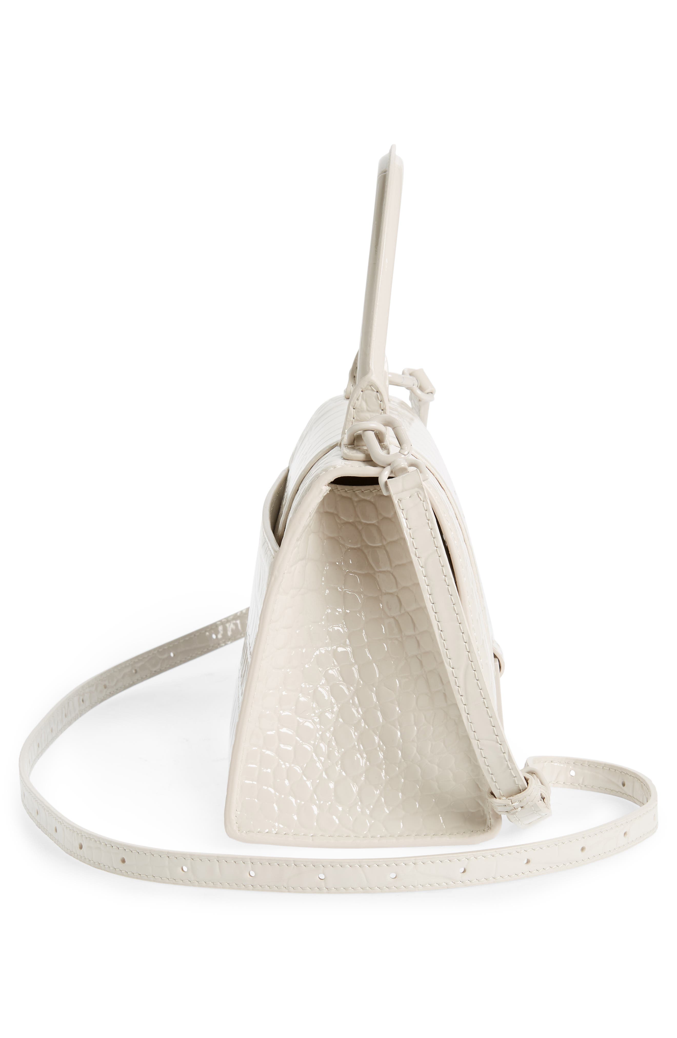 Balenciaga Hourglass Croc Embossed Leather Top Handle Bag, Alternate, color, 