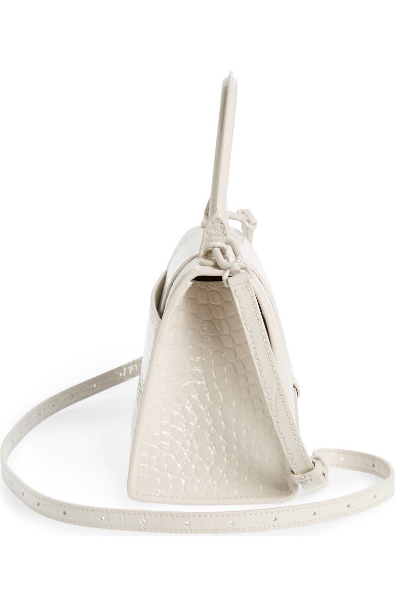 Balenciaga Hourglass Croc Embossed Leather Top Handle Bag, Alternate, color,