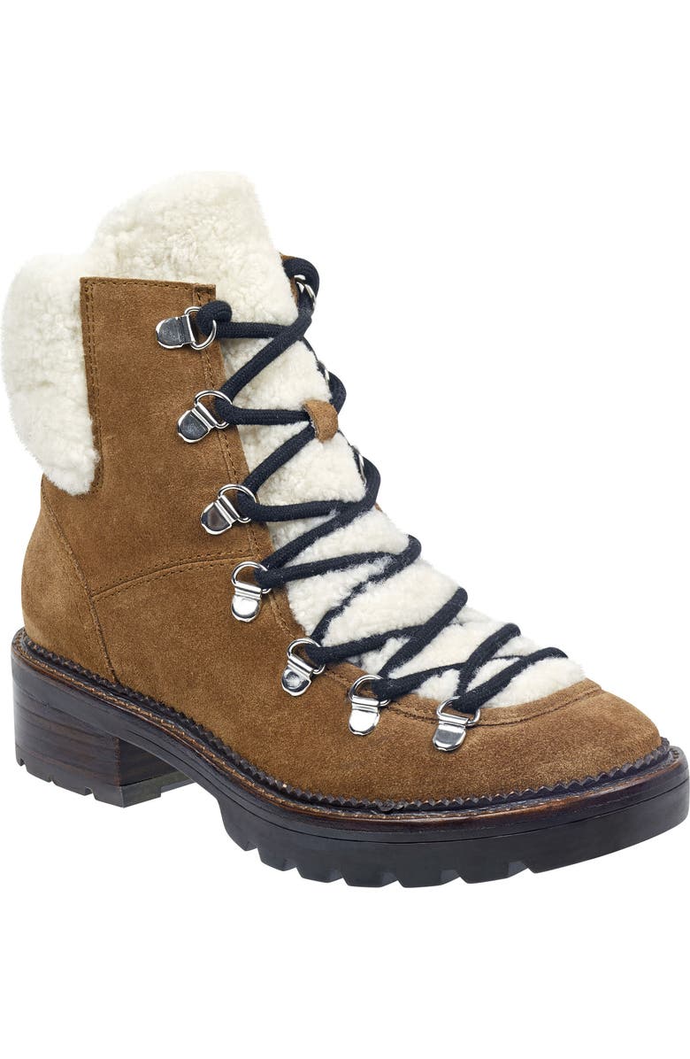 Marc Fisher LTD Capell Genuine Shearling Cuff Lace-Up Boot, Main, color,