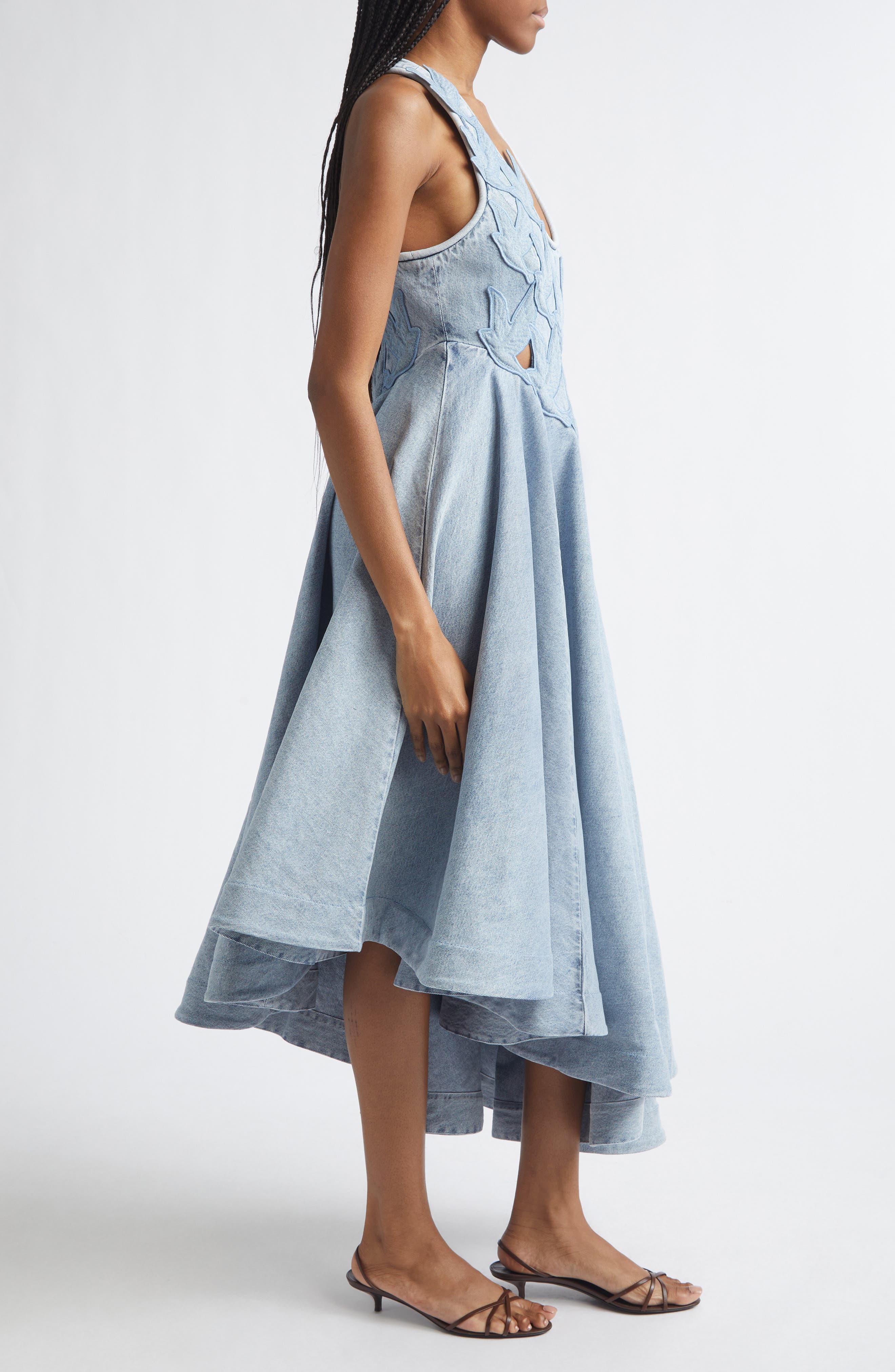 asymmetrical denim dress Strapless Padded Underwire Cut Out Lace Up Small fitted waist Zimmermann Women's Alchemy Cutout Appliqu