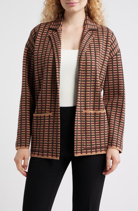 Notch Collar Jacquard Cardigan (Regular & Petite)