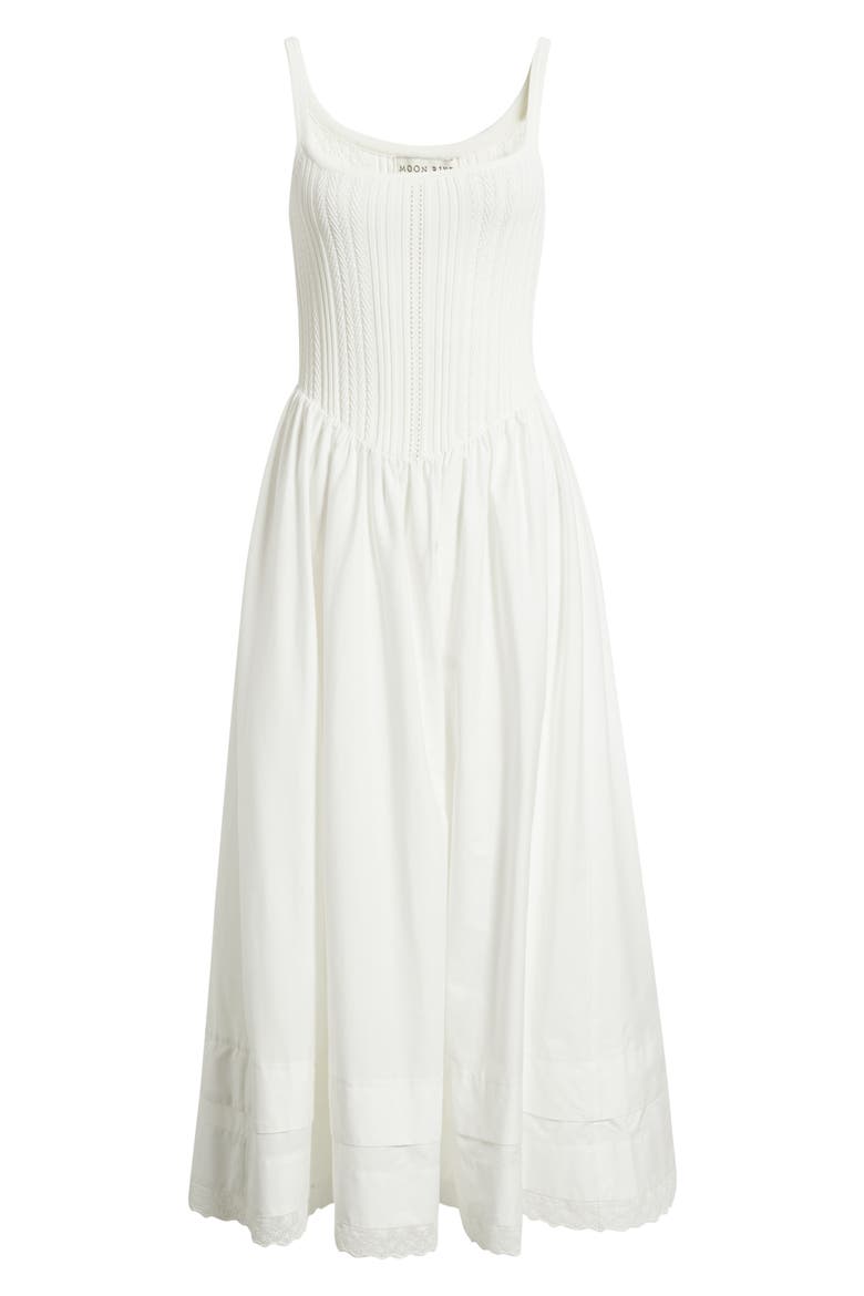 Pointelle Bodice Mixed Media Dress, Alternate, color, CREAM