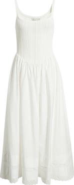 MOON RIVER Pointelle Bodice Mixed Media Dress