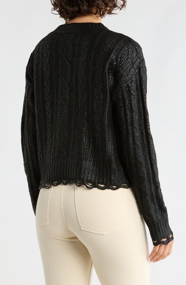 Vigoss Metallic Cable Stitch Sweater, Alternate, color, Black