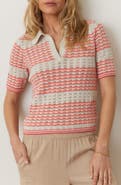 Marine Layer Spencer Open Stitch Short Sleeve Polo Sweater