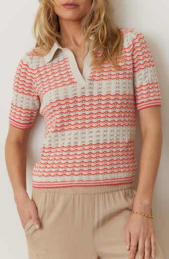 Marine Layer Spencer Open Stitch Short Sleeve Polo Sweater
