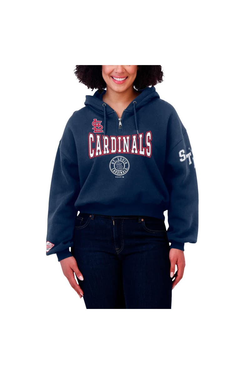 WEAR by Erin Andrews Women's WEAR by Erin Andrews Navy St. Louis Cardinals  Patch Quarter-Zip Hoodie, Alternate, color, 