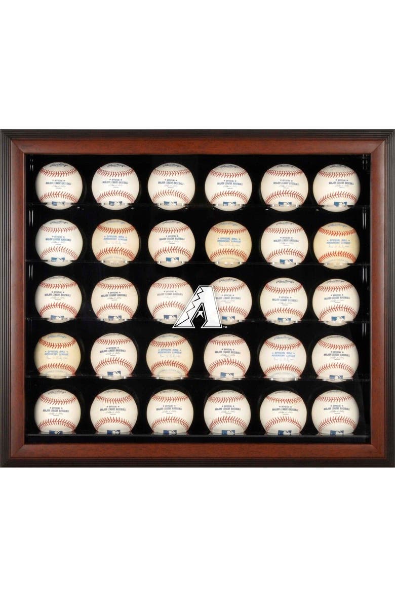 FANATICS AUTHENTIC Arizona Diamondbacks Logo Brown Framed 30-Ball Display Case, Main, color, 
