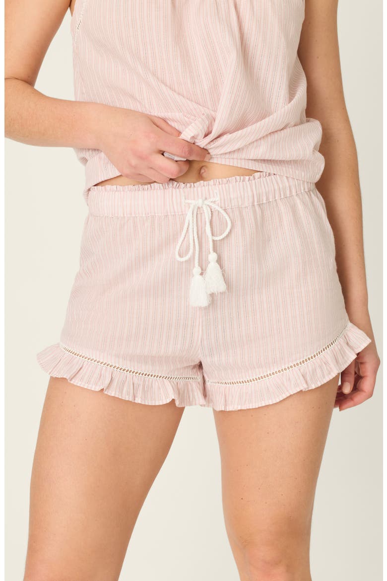 On Cloud Nine Ruffle Trim Cotton Pajama Shorts, Alternate, color, SILVER ROSE