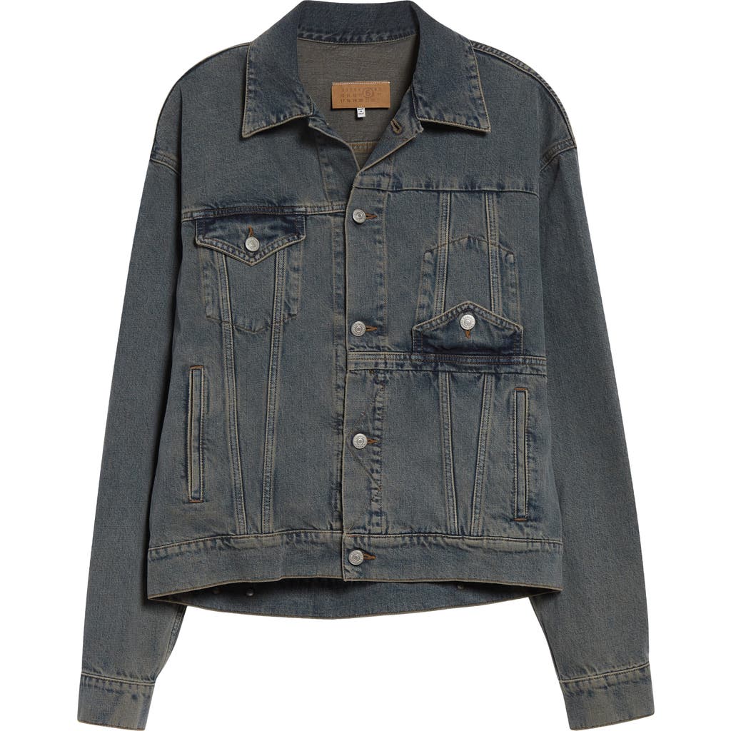 Mm6 Maison Margiela Denim Trucker Jacket In Gray