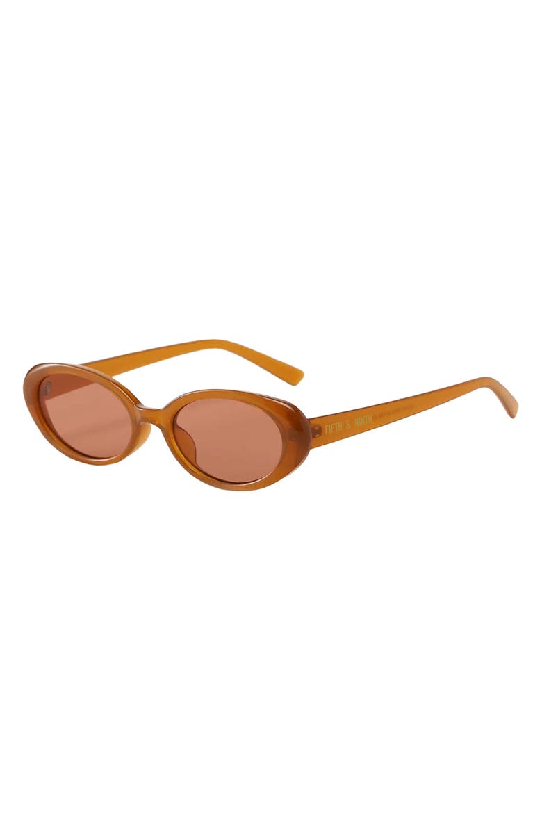 Fifth & Ninth Taya 53mm Polarized Oval Sunglasses, Alternate, color, Caramel/ Brown