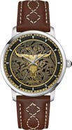 BULOVA x Stetson Longhorn Automatic Leather Strap Watch, 39mm