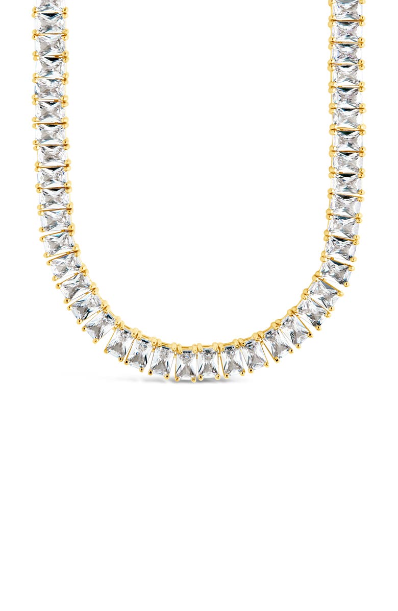 Sterling Forever Marisol 14K Gold Plated Cubic Zirconia Tennis Necklace, Alternate, color, 