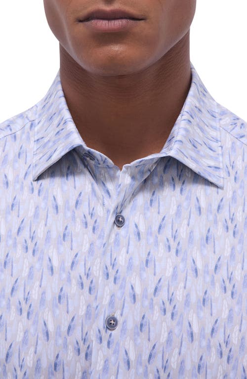 Bugatchi Milo Ooohcotton® Feather Print Short Sleeve Button-up Shirt In Sand