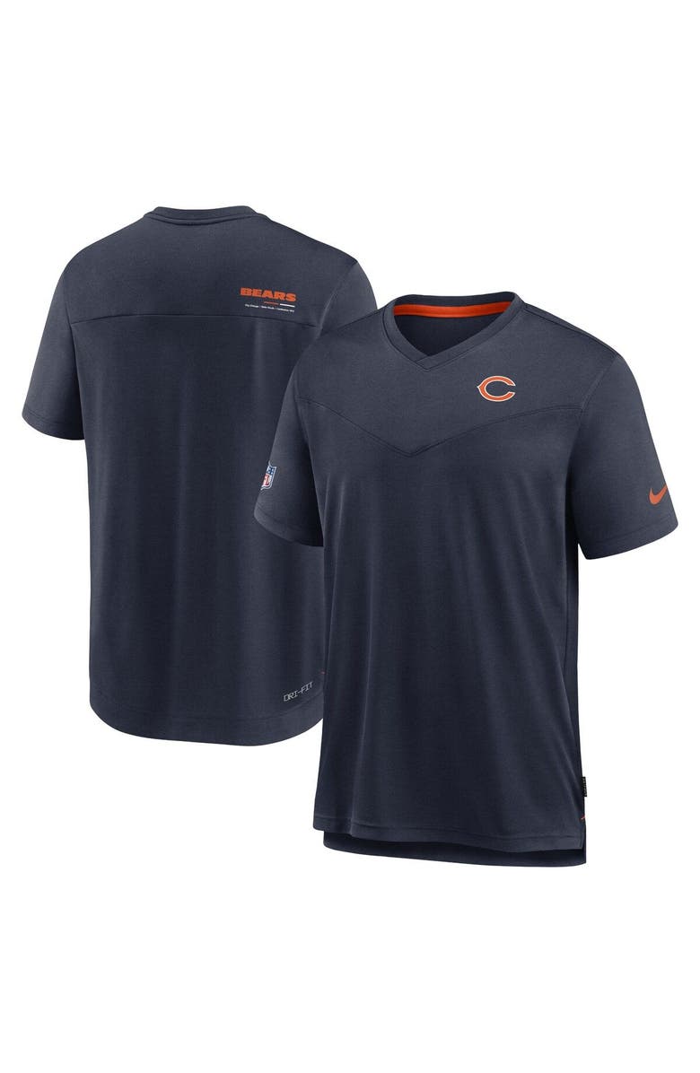 Nike Men's Nike Navy Chicago Bears Sideline Coach Chevron Lock Up Logo V-Neck Performance T-Shirt, Main, color, 