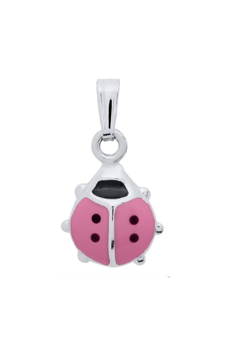 Mia Belle Girls Ladybug Pendant Necklace, Alternate, color, Metallic Silver