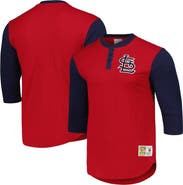 Mitchell & Ness Men's Mitchell & Ness Red St. Louis Cardinals Cooperstown Collection Legendary Slub Henley 3/4-Sleeve T-Shirt
