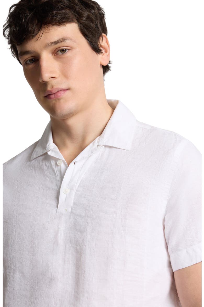 Cotton Linen Pop Over Polo Tee, Alternate, color, White