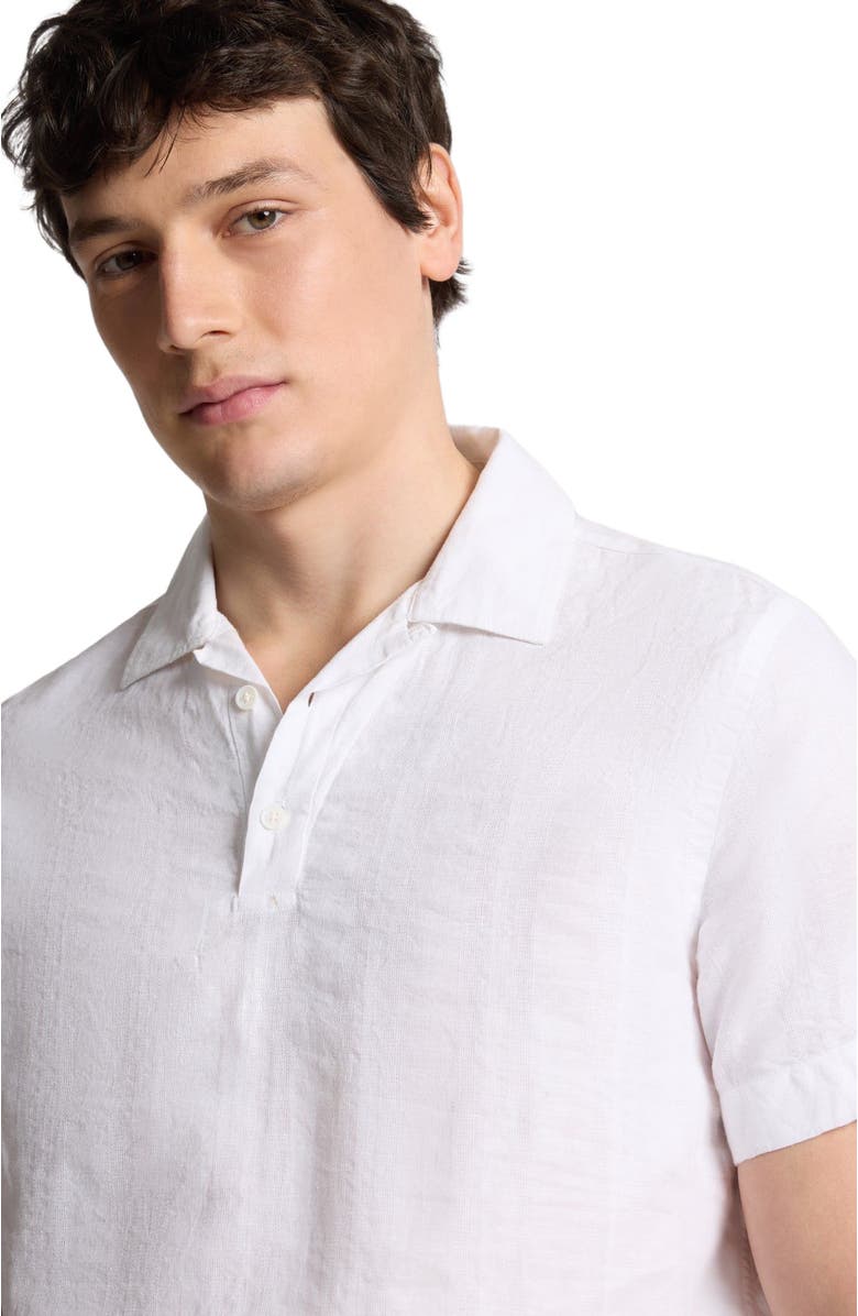 Onia Cotton Linen Pop Over Polo Tee, Alternate, color, White