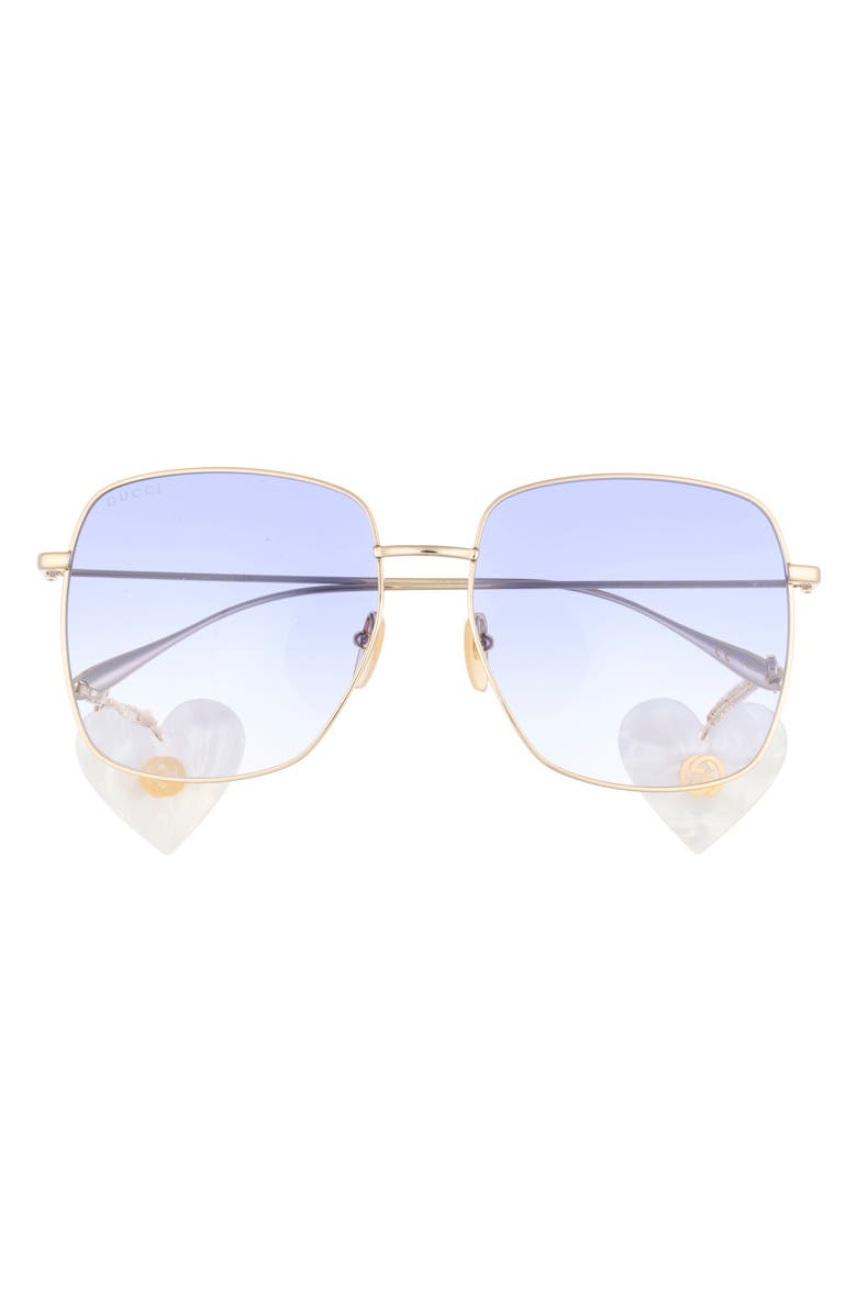 Gucci 59mm Square Sunglasses, Main, color, Gold Gold Violet