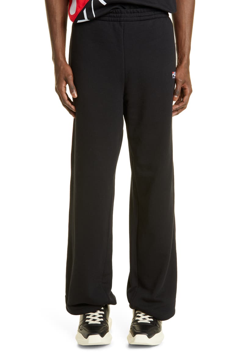 x FILA Logo Panel Cotton Sweatpants, Main, color, BLACK