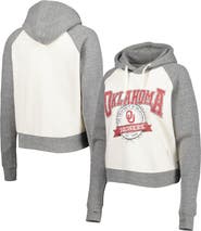 PRESSBOX Women's Pressbox Cream/Heather Gray Oklahoma Sooners Cody Tri-Bend Raglan Pullover Hoodie